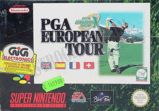 PGA European Tour box art for Super Nintendo